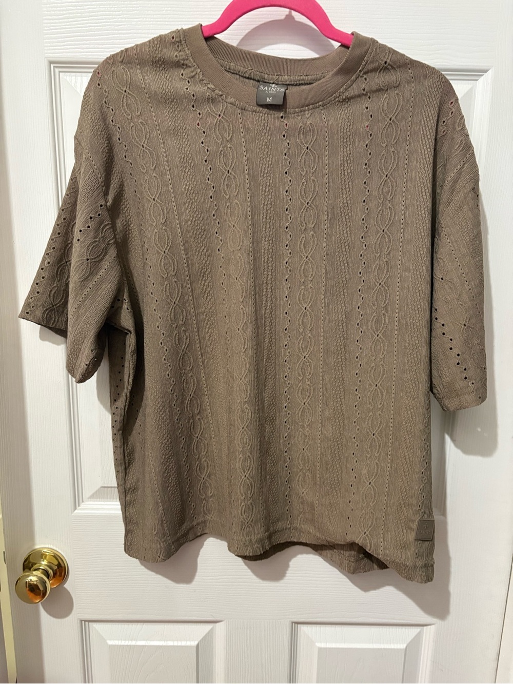 Saints Studio Lightweight Brown Knit Short-Sleeve Top - Size M